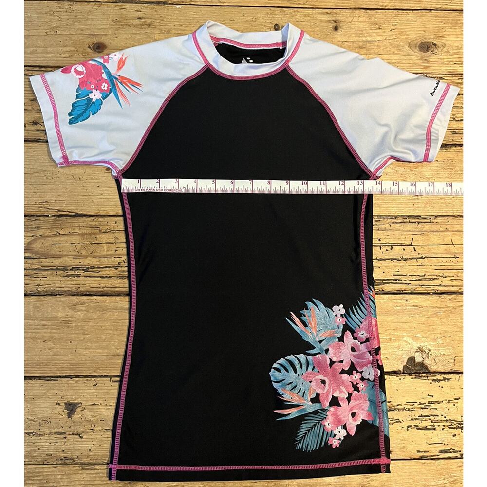 Burnside Womens Size S Black/White with Aloha Swim Shirt Rash guard - Picture 3 of 5